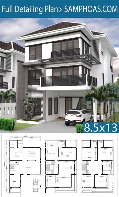 6 Bedrooms House Plan 85x13m Samphoas Plansearch 6 Bedroom House