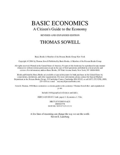 Basic Economics A Citizens Guide To The Economy By Thomas Sowell Pdf