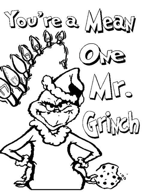 As the christmas festivities reached their peak on christmas eve, the grinch too reached his height of. dr. Seuss Grinch Coloring Pages in Christmas