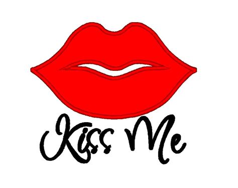Kiss Me Lips Applique Instant Download Machine Embroidery Design