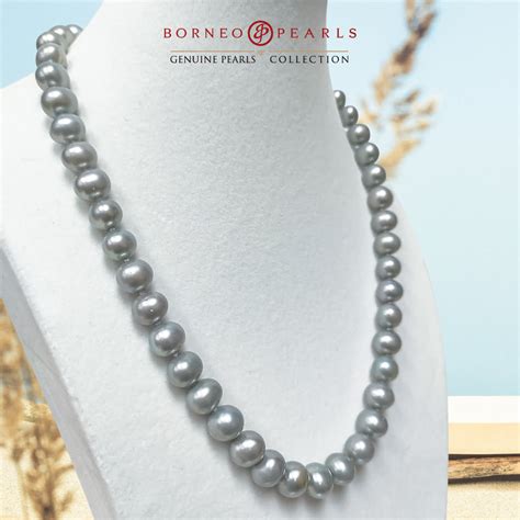 9 10mm Grey Pearl Necklace Borneo Pearls
