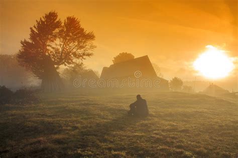 Foggy Morning Sunrise Landscape Stock Image Image 35054883