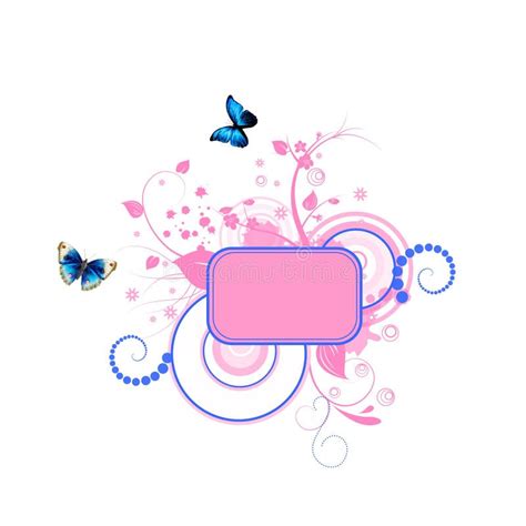 Pink Blue Floral Butterflies Background Stock Illustration