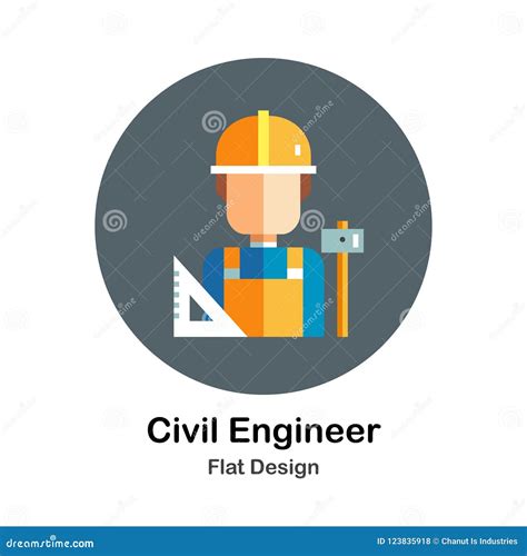 Civil Engineer Flat Icon Stock Vector Illustration Of Engineer 123835918