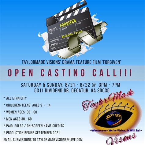 Open Casting Call In Decatur Georgia For Feature Length Movie Lead