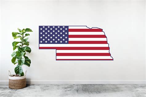 State Of Nebraska Map Wall Decal American Flag Wall Decal Etsy