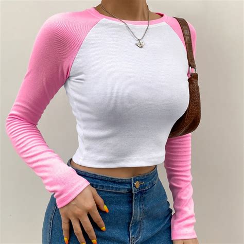 Casual Long Sleeve Slim Baddie Crop Top