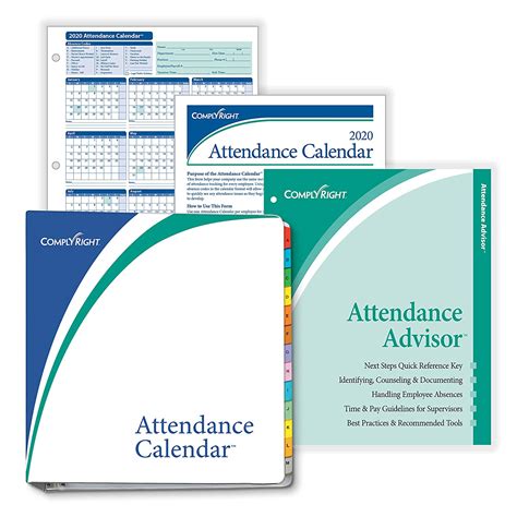 Complyright 2020 Attendance Calendar Kit White Pack Of 50