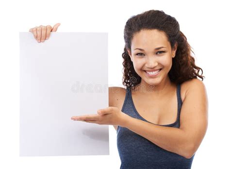 Girl Mock Up And Advertising Paper Portrait Showing Empty Blank And