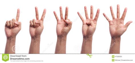 Gesto De Mão Da Contagem De Um a Cinco Dedos Isolado Foto de Stock Imagem de dedo conceptual