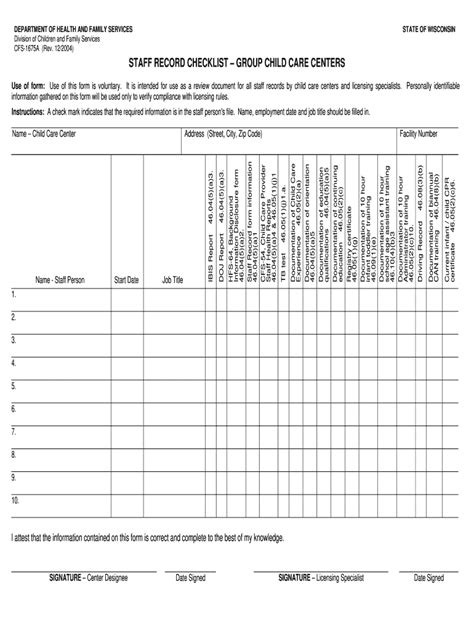 2004 Form Wi Dcf F Cfs1675a E Fill Online Printable Fillable Blank