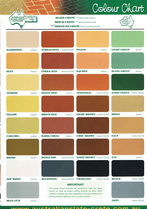 Concrete Colour Chart