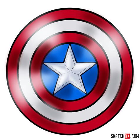 How To Draw Captain Americas Shield Sketchok Easy Drawing Guides