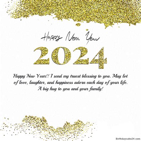 Glitter Gold Greeting Card Happy New Year 2024