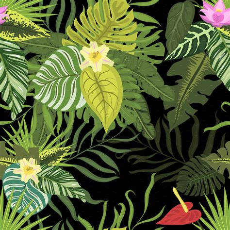 Flowers foliage seamless pattern | Custom-Designed Illustrations ~ Creative Market