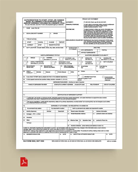 Da Form 5960 Fillable Pdf Printable Forms Free Online