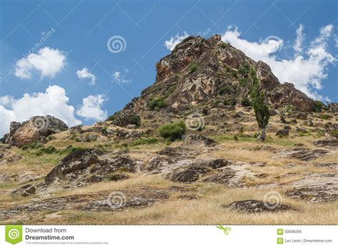 Mountain Holding Ruins Of The Medieval Markovi Kuli Castle Stock Photo