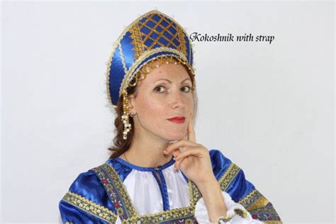 Russian Traditional Hat Kokoshnik With Strap Russian By Folkruss Costume Hats Headdress Anna