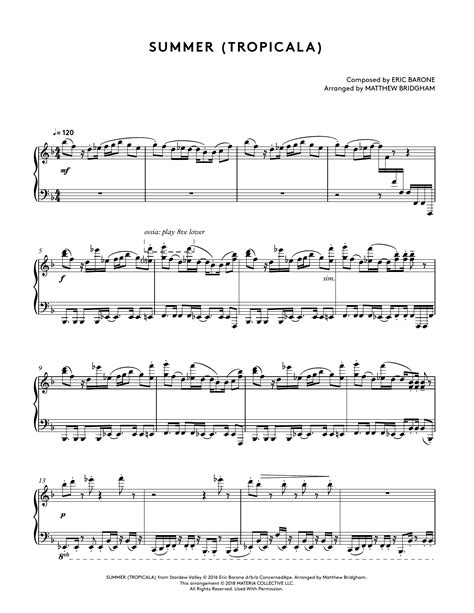 Am to the cactus in the valley, bb7 that's about to crumble down. Summer (Tropicala) (from Stardew Valley Piano Collections ...