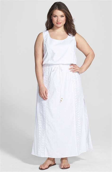 Michael Michael Kors Sleeveless Eyelet Cotton Maxi Dress Plus Size