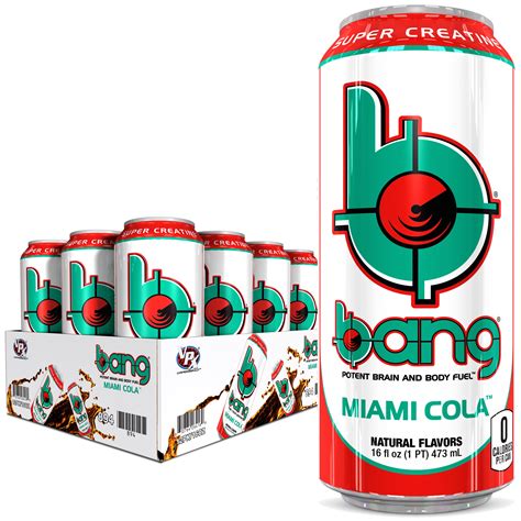 Bang Miami Cola Energy Drink With Super Creatine 16 Oz Cans 12 Count