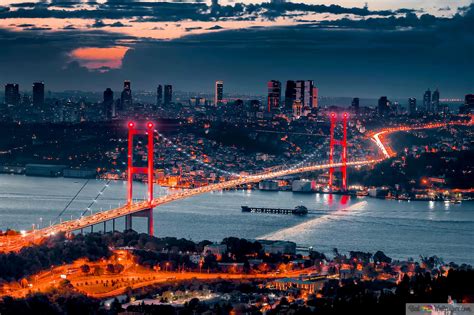 Istanbul Bosphorus Bridge And City Lights 4k Wallpaper Download