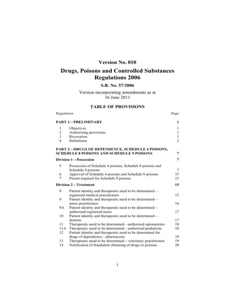 Drugs Poisons And Controlled Substances Regulations 2006
