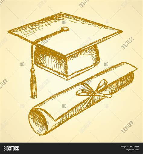 Sketch Graduation Hat Vector And Photo Free Trial Bigstock