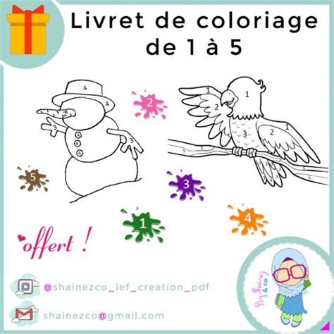 Livret de coloriage de 1 à 5  Shainez & co