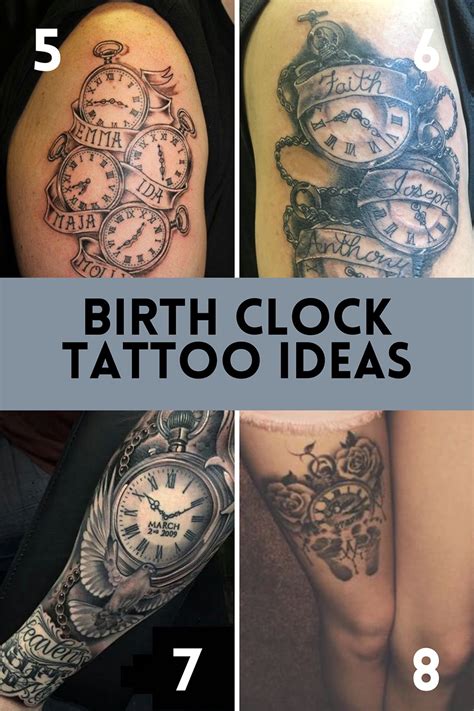25 Classic Birth Clock Tattoos Design Inspiration Tattoo Glee
