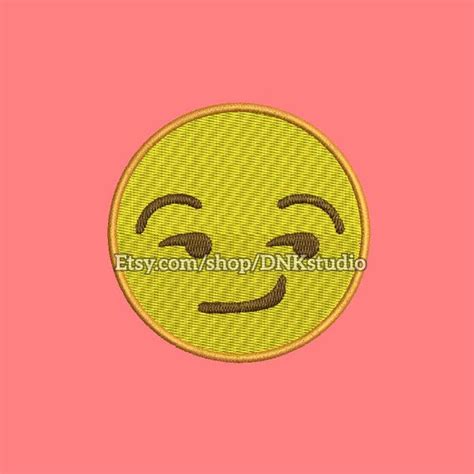 Smirk Face Emoji Emoticon Machine Embroidery Design This Design