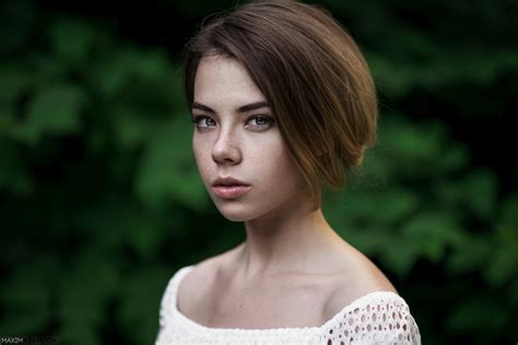 Women Maxim Guselnikov Face Christina Arefyeva Looking At Viewer Portrait Short Hair HD