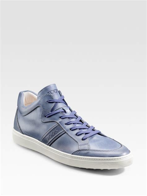 Tods Polacco Sport Cassetta Sneakersleather In Blue For Men Lyst