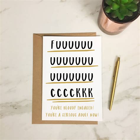 Rude Adult Humour Funny Engagement A5 Card By The New Witty