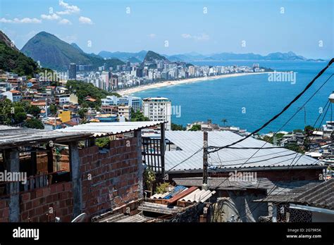 Aerial View Of Ipanema And Leblon Beach And Vidigal Favela Contrast