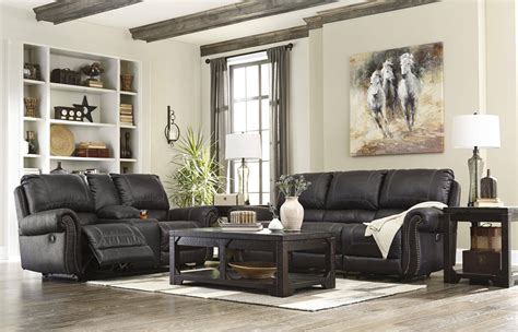 Buy Ashley Milhaven Reclining Living Room Set 2 Pcs In Black Faux