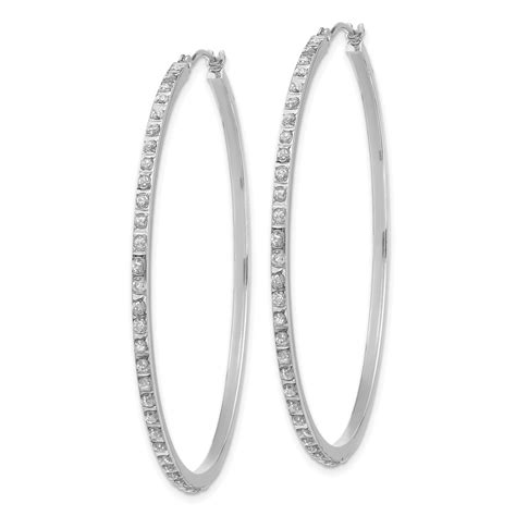 14k white gold diamond large round 1mm hoop earrings diameter 50mm ebay