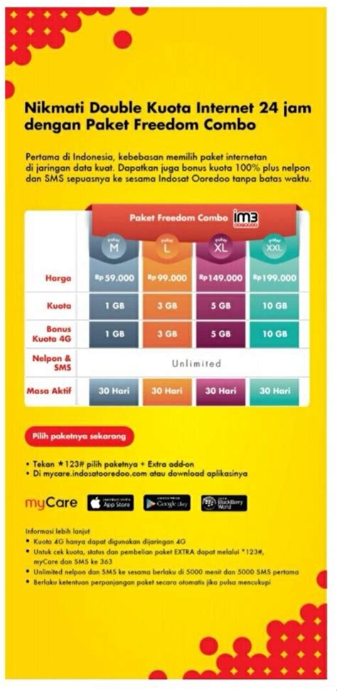 Artinya, paket tidak akan aktif apabila masih ada sisa kuota di paket internet utama. Jual perdana internet indosat im3 / mentari ooredoo paket XL (freedom combo) di lapak ...