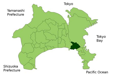 Kamakura is a small city in kanagawa prefecture, south of tokyo, japan. File:Kamakura in Kanagawa Prefecture.png