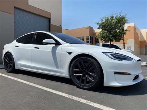 Vendor White 2021 Tesla Model S Wearing Xpel Stealth Matte Finish Ppf