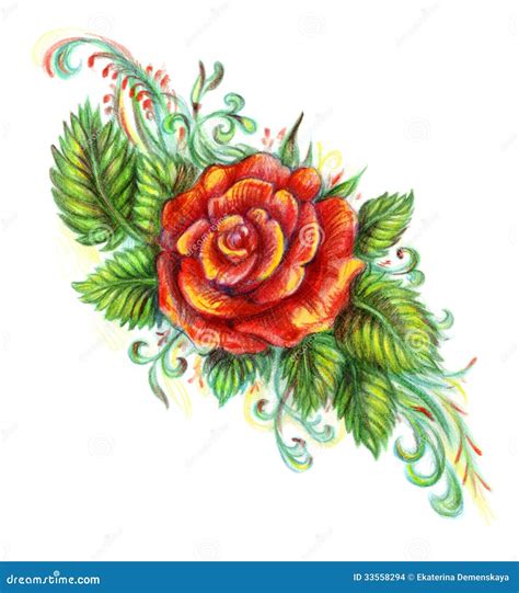 Red Roses Drawings In Color