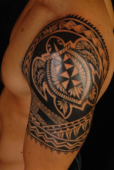 Maori Polynesian Tattoo Polynesian Turtle Shoulder Tattoo