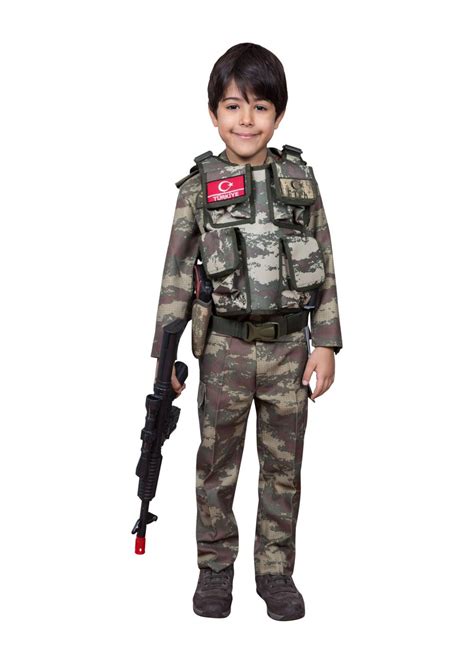 Özeltim Bordo Bereli Asker Çocuk Kıyafeti Operasyonel Yeşil Çocuk