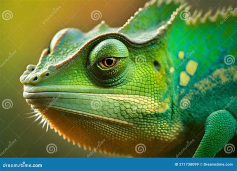 Chameleon Face Close Up Portrait Stock Illustration Illustration Of