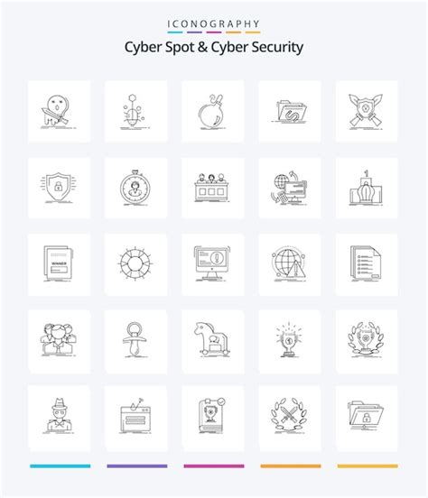 Creative Cyber Spot Y Cyber Security 25 Paquete De Iconos De Contorno