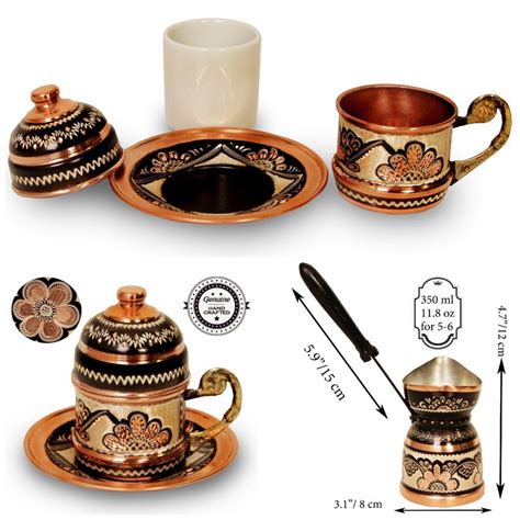Turkish Luxury Ottoman Copper Coffee Espresso Set Of 6 With Etsy