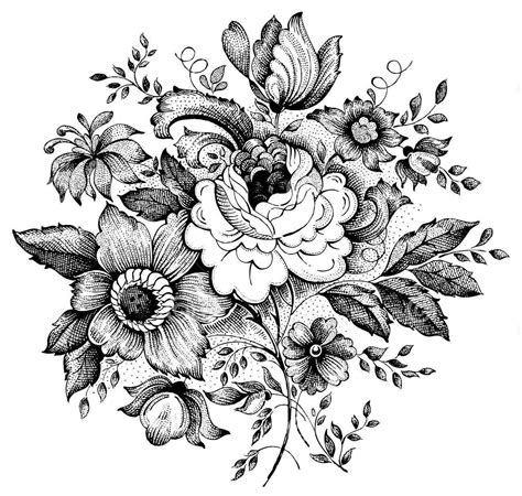 Floral seamless pattern with hand drawn flowers. 15+ Black And White Floral Tattoo Designs