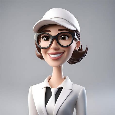 Premium Photo Portrait Of Beautiful Business Woman Wearing Glasses 3d Rendering