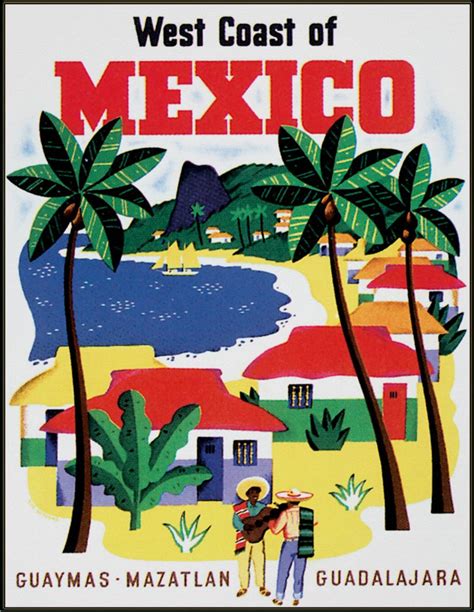 Mexico Travel To Guaymas Mazatlan And Guadalajara Retro Travel Poster
