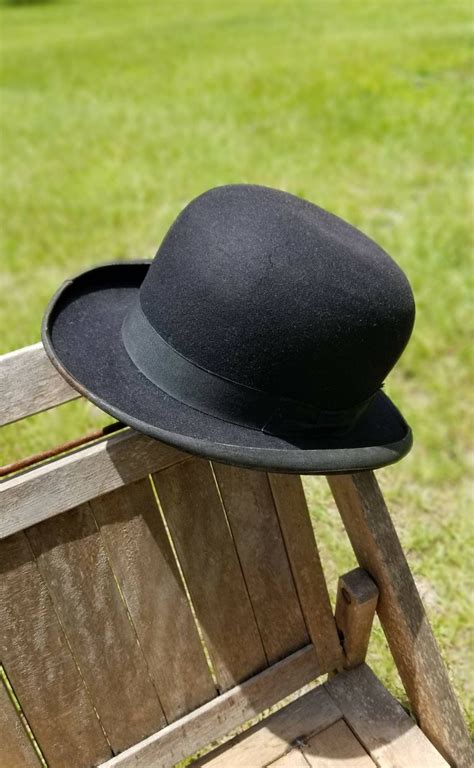 Antique Stetson Bowler Derby Hat Black Felt 19th Century Etsy